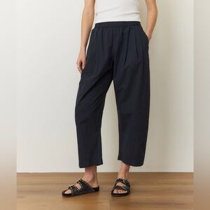 Marine Layer NWT Kyra Poplin Barrel Pants Oversized Cropped Wide Black L